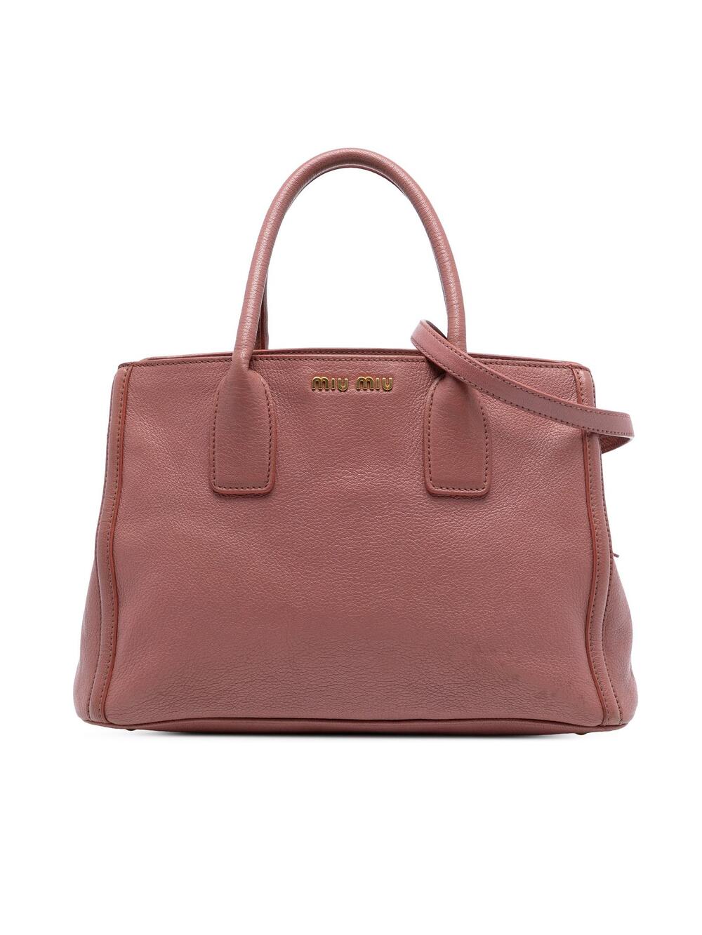 Miu Leather Madras Tote Pre- #360438M52B